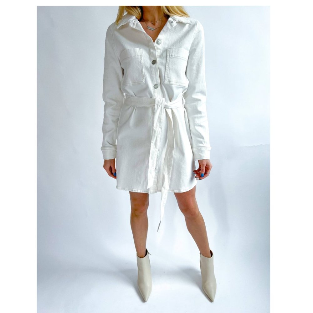 NWT Sanctuary The Utility Shirt Dress White Belted - Picture 7 of 11